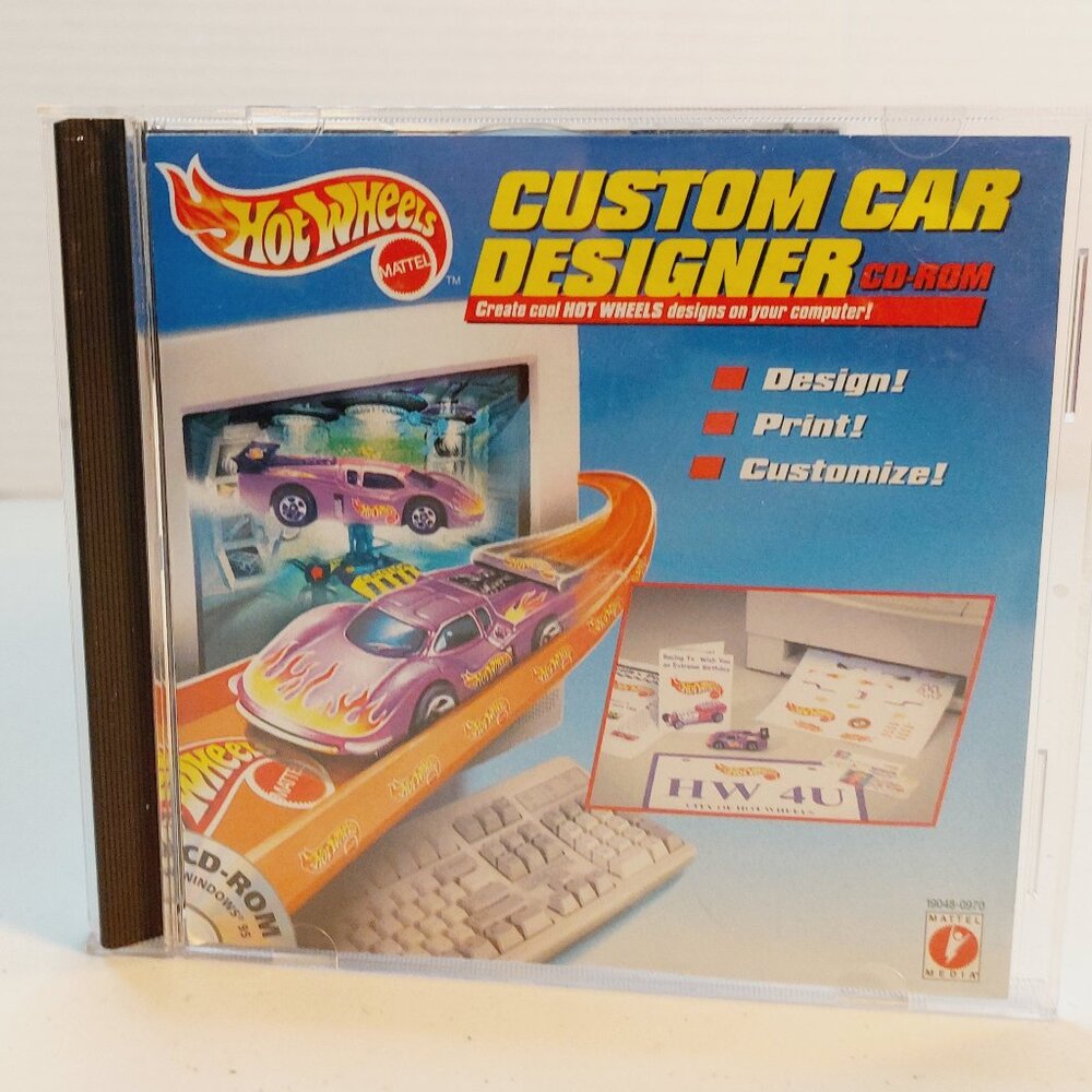 Vtg Mattel Hot Wheels Custom Car Designer CD-ROM
